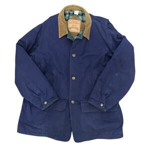 Urban Equipment Country Mens Medium Jacket Corduroy Collar Blue w/ Plaid Lining
